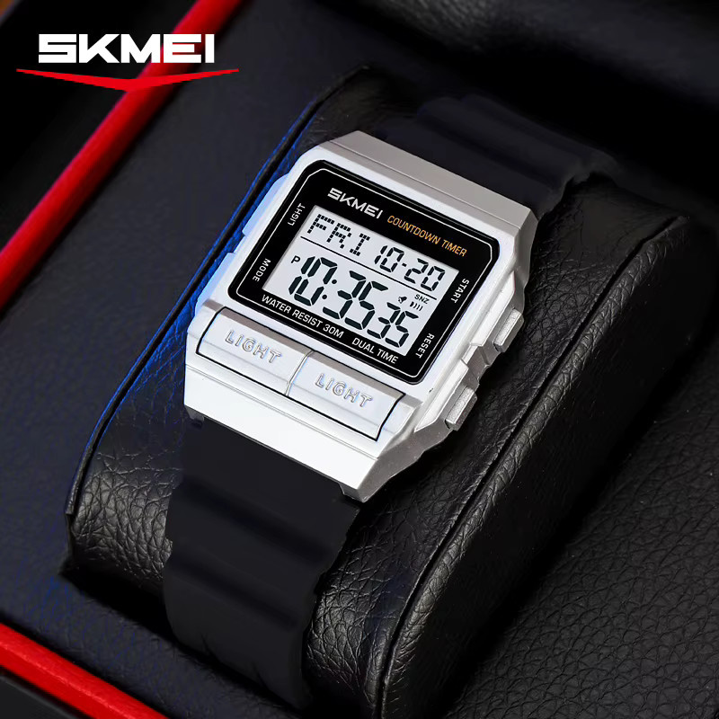 SKMEI Armbanduhr Digital, Quarz, Edelstahl, Silikon, Schwarz, Unisex - Bild 1