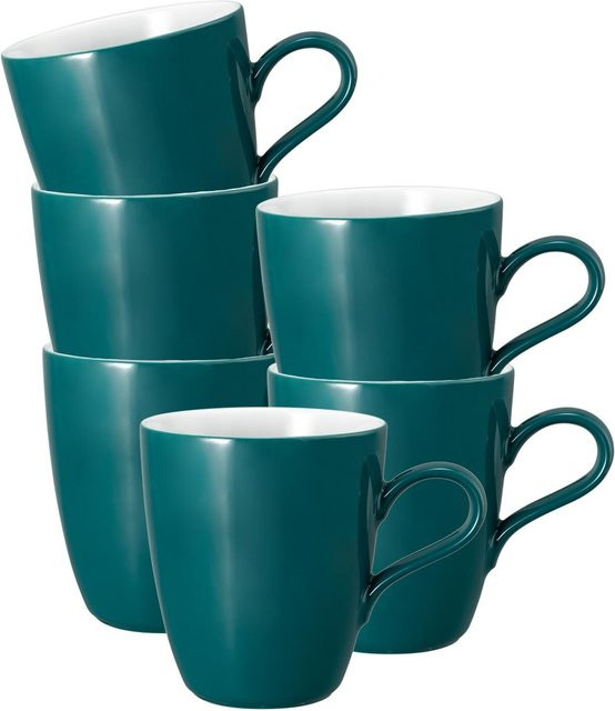 Seltmann Weiden Henkelbecher Life Fashion aus Keramik, Petrol, 6er Set, 400 ml - Bild 1