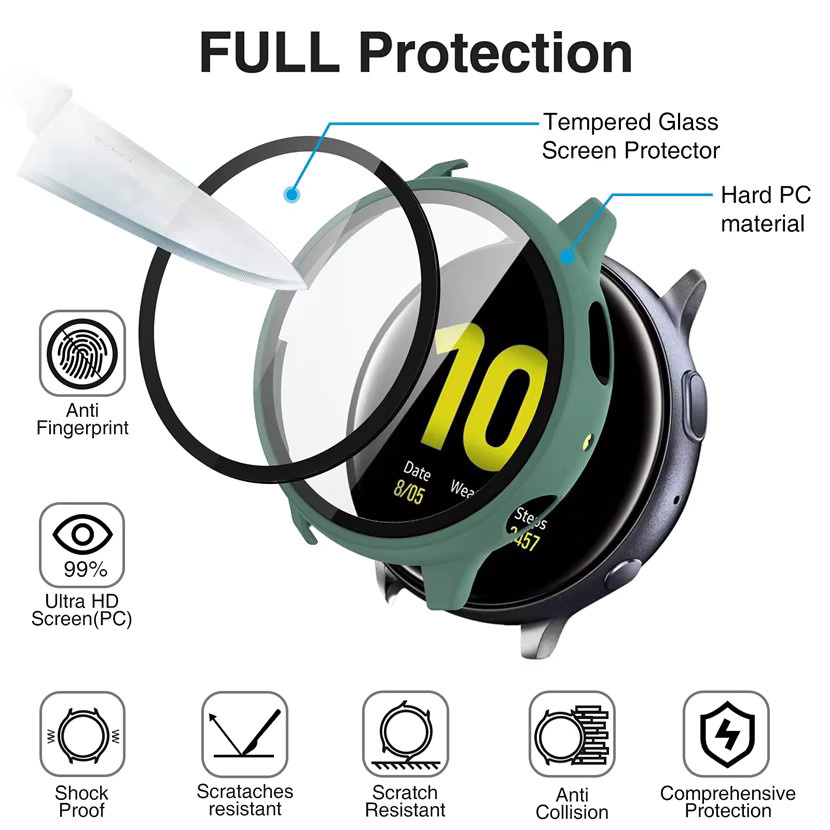 NEY Displayschutzhülle für Samsung Galaxy Watch Active 2, 44 mm, 40 mm, Glas - Bild 3