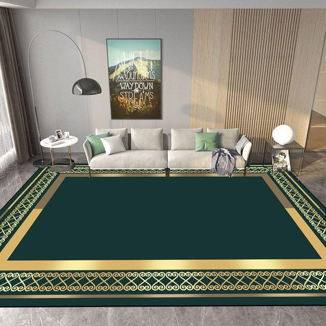 Karpetti Moderner Wohnzimmerteppich in Gold und Grün mit geometrischem Design, B/B: 180 x 280 cm - Bild 1