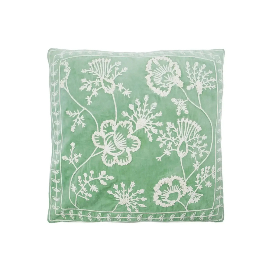 House Doctor Kissenbezug Mano floral aus Baumwolle mintgrün B/H: 50 x 50 cm - Bild 1