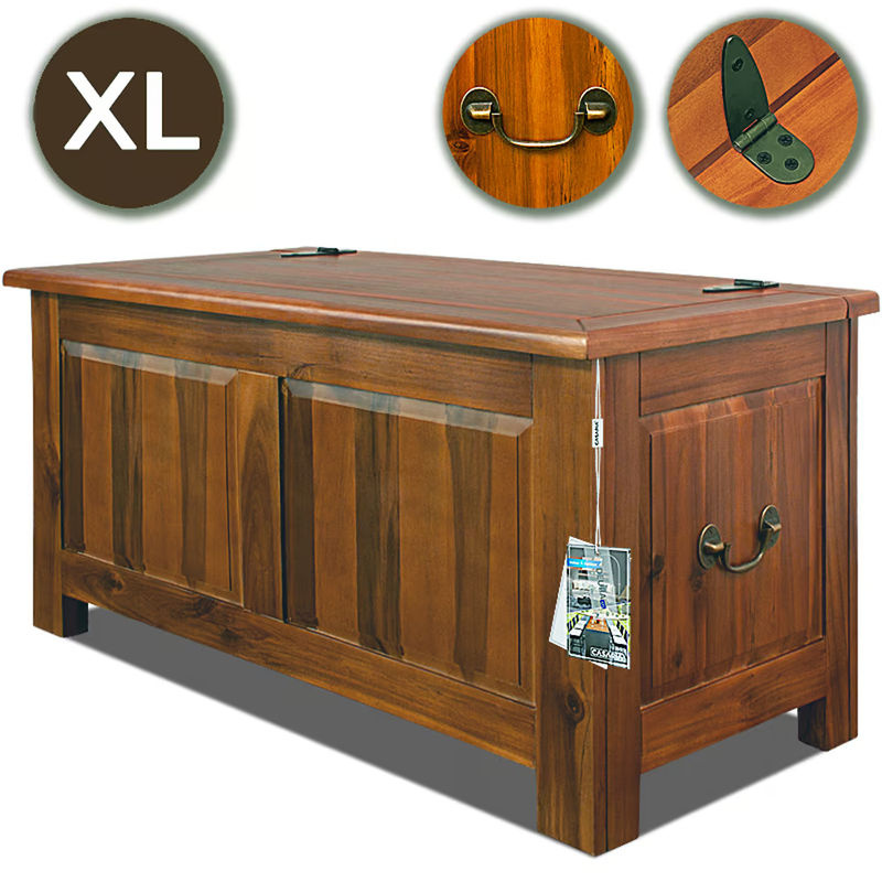 Deuba Holztruhe aus Akazienholz in Braun im Antik-Look, B/T/H: 85 x 44 x 48 cm - Bild 2