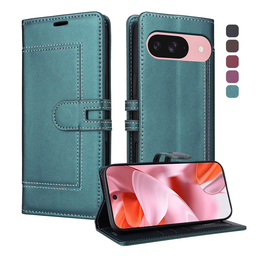Magnetische Flip Cards Leder Handyhülle für Google Pixel 10 Pro XL, 9A, 9, 8, 8A in Blau mit Kickstand und Stoßfestem Book Pocket Cover - Bild 3