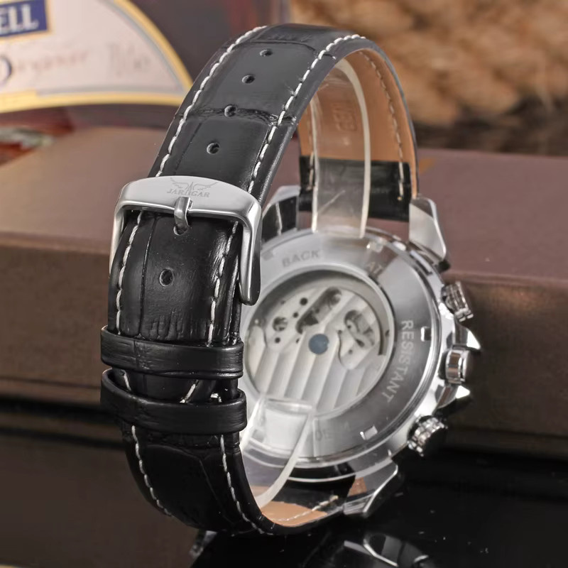 Jaragar Armbanduhr Automatik, Tourbillon, Edelstahl, Leder, Herren - Bild 3