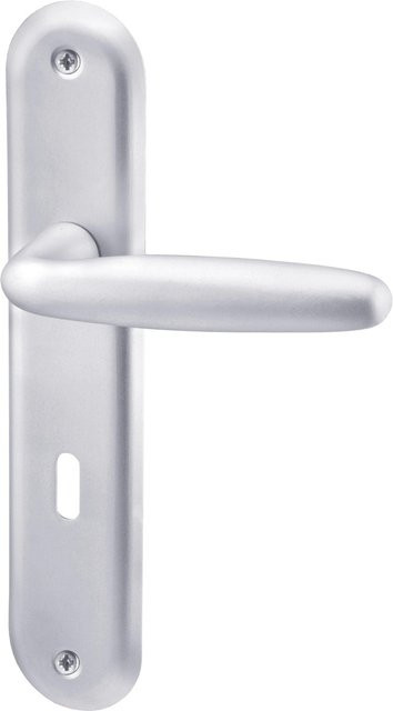 AnsaPro Zimmertür-Langschild-Garnitur Werra mit Ovalbart-Lochung in Aluminium Matt Silber - Bild 1