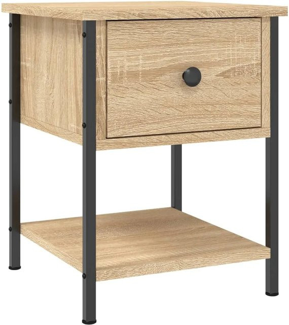 vidaXL Nachttisch Sonoma-Eiche aus Holzwerkstoff und Eisen, Farbe: Braun, B/T/H: 34 x 35,5 x 45 cm - Bild 1