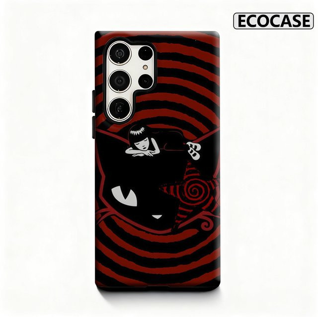 Potdemiel Handyhülle Gothic Cat Whimsy für Samsung Galaxy S25 Ultra, S24 und S23 Ultra Plus in Multicolour mit glänzender doppellagiger Rückseite - Bild 1