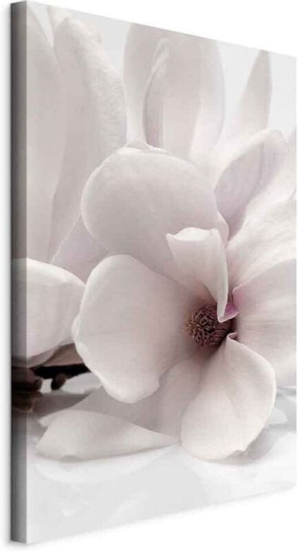 Gemälde Blühendes Licht als florale Leinwand in Hochformat, mehrfarbig und weiß, wandmontiert mit Holzrahmen - Bild 1