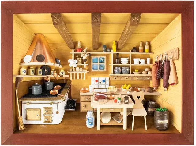 3D-Holzbild Koch in Braun und Multicolour für die Wandgestaltung im Landhausstil - Bild 1