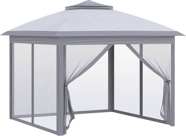 Outsunny Pavillon aus Metall und Polyester in Grau, B/H/L: 330 x 288 x 330 cm - Bild 1