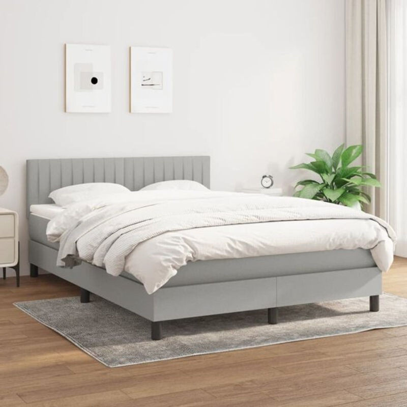 vidaxl Boxspringbett mit Matratze in Grau aus Stoff, B/T: 140 x 190 cm - Bild 1
