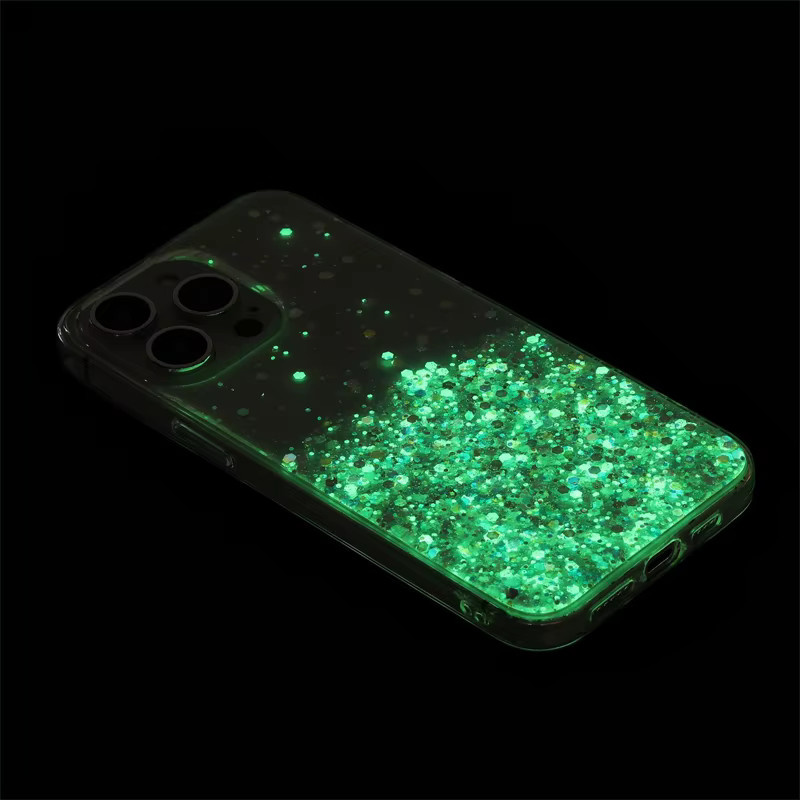 Glitzer-Handyhülle mit Nachtlicht-Effekt und flüssigem Treibsand in Pink für Apple iPhone Modelle (iPhone 17 bis 11 Pro Max) mit TPU Soft Case - Bild 2