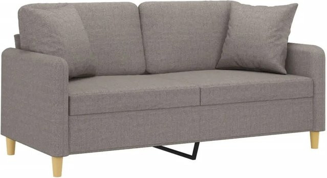 vidaXL 2-Sitzer-Sofa mit Zierkissen in Taupe, modernes Polstersofa aus Stoff mit Metallrahmen für dein Wohnzimmer - Bild 1