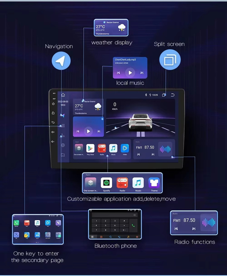 Android Autoradio mit Apple CarPlay, GPS und 4G-LTE für Opel Corsa C, Signum, Vivaro, Astra H, Corsa D, Zafira, Tigra Twintop in Schwarz und Silber - Bild 4