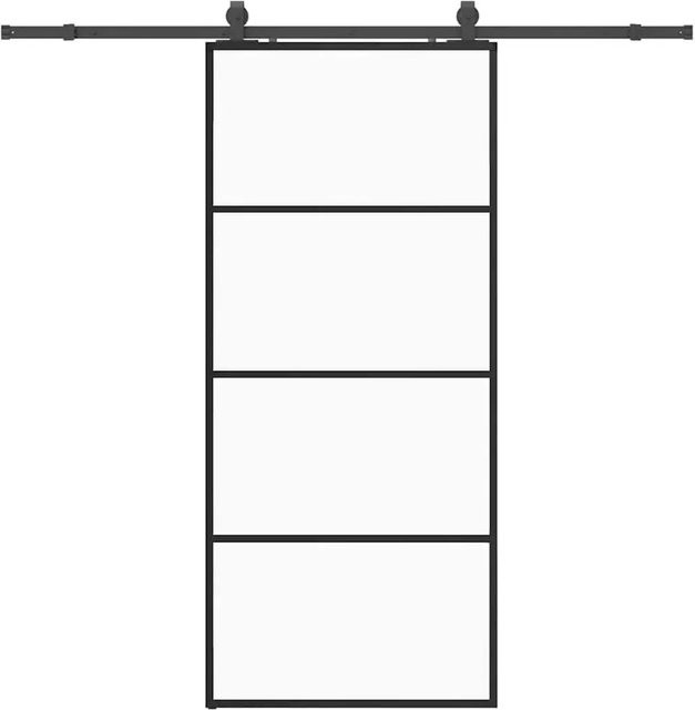 vidaXL Schiebetür aus ESG-Glas in Schwarz mit Beschlag, B/H: 90 x 205 cm - Bild 1