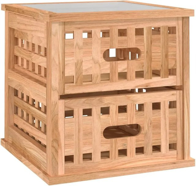 vidaXL Nachttisch aus Massivholz Nussbaum mit Schubladen, Braun, B/T/H: 34 x 34 x 34 cm - Bild 1