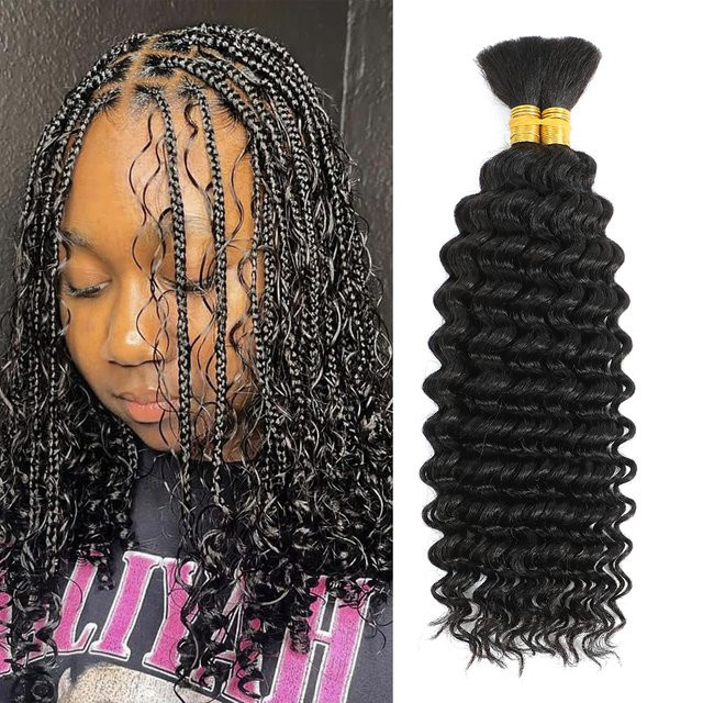 NUOCHENG Deep Wave Bulk Haar, 14 Inch, 2 Bundels, Unisex - Bild 1
