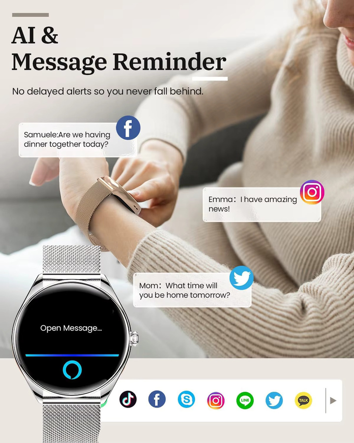 BOALZETD Smartwatch mit 1,43 Zoll AMOLED Display in Schwarz für Damen und Herren mit Anruf-Erinnerung - Bild 3