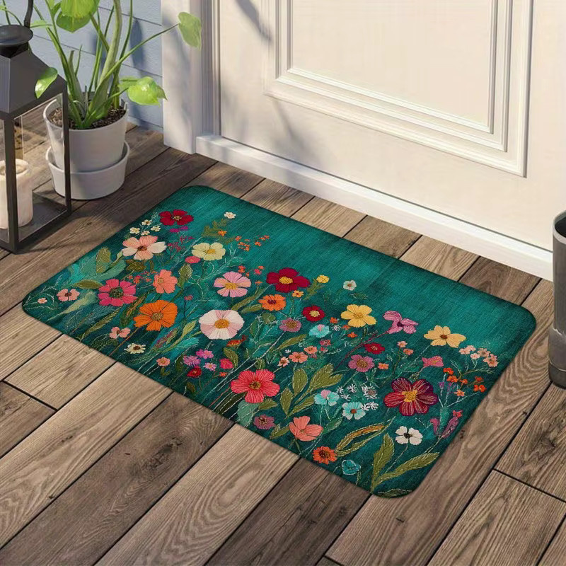 VIKAMA Fußmatte mit floralem Blumendruck, rechteckiger Teppich in Multicolour, B/T: 60 x 40 cm - Bild 2