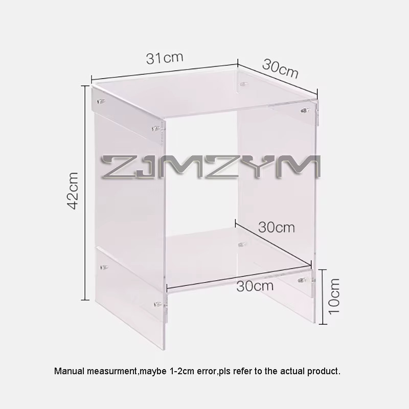 ZJMZYM Transparenter Acryl-Beistelltisch in Orange, Nordischer Couchtisch mit zwei Ebenen für Schlafzimmer und Wohnzimmer - Bild 2