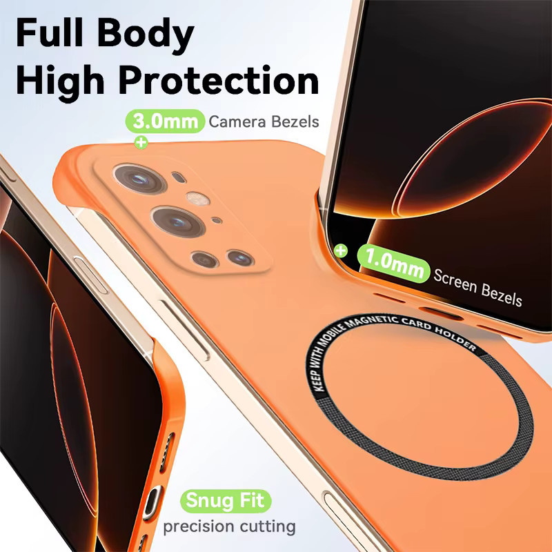 Schlanke und magnetische Handyhülle für OnePlus 9 Pro und OnePlus 9 in Orange, matte und stoßfeste PC-Abdeckung - Bild 3