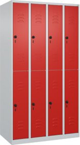 C+P Doppelstock-Spind Classic PLUS mit 4 Abteilen, Farbe Lichtgrau und Verkehrsrot, H x B x T: 185 x 100 x 50 cm - Bild 1