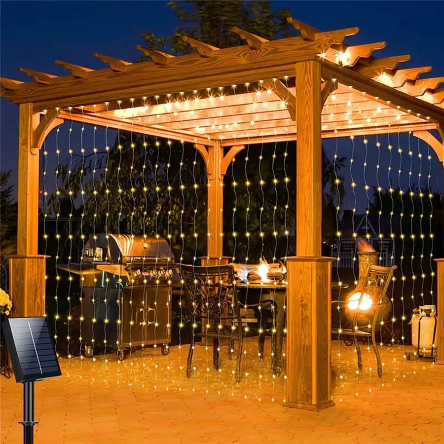 Peach Forest Solar Vorhang Lichterkette mit 8 Modi, Warmweiß, Transparent - Bild 2