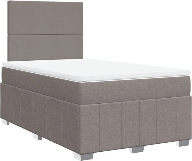 vidaXL Boxspringbett mit Matratze in Taupe, Hybrid-Bett mit Taschenfederkern aus Stoff, B/T: 120 x 190 cm - Bild 1
