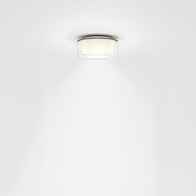 Serien Lighting Curling Ceiling XS LED-Deckenleuchte mit transparentem Acrylglasschirm und konischem Reflektor in Silber, Warmweiß 3000K - Bild 1