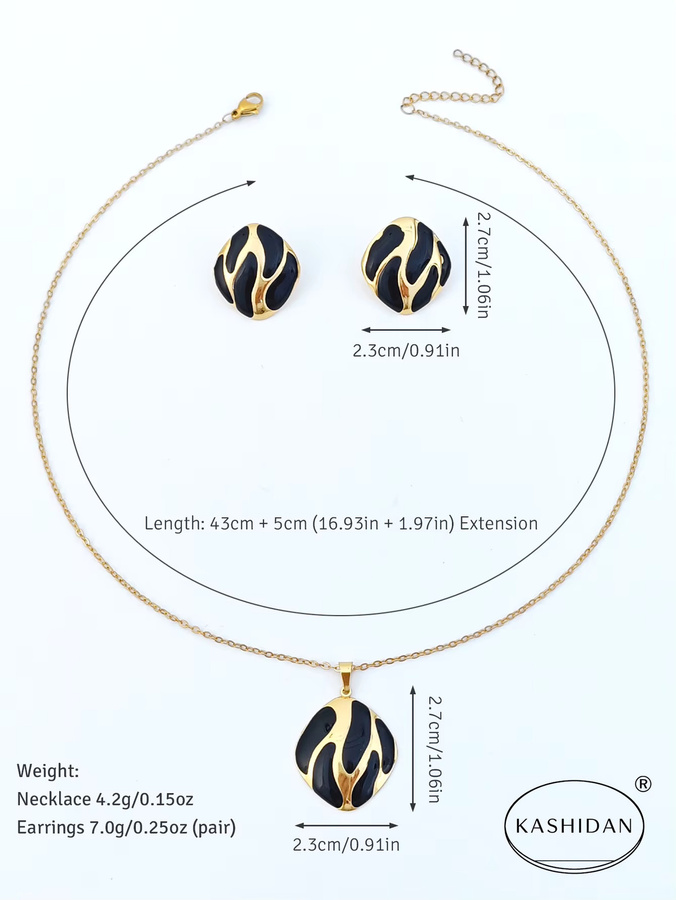 KASHIDAN Schmuck-Set Ohrstecker und Halskette, Edelstahl, Gold, Damen - Bild 2