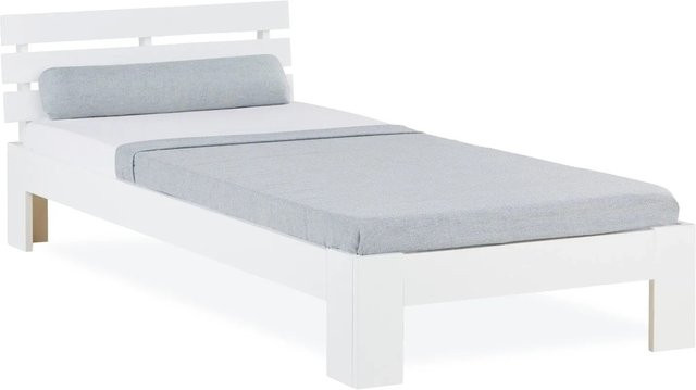 Homestyle4u Holzbett aus Kiefernholz mit Lattenrost in Weiß, B/T/H: 90 x 200 x 66 cm - Bild 1