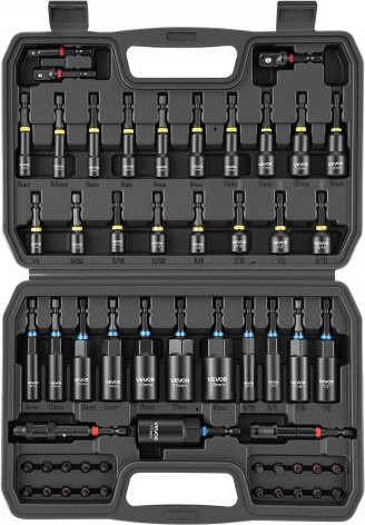 VEVOR Steckschlüsselsatz 55-teilig in Schwarz mit SAE- und Metrischen Größen, Magnetische Steckschlüssel inklusive Einsätzen, Verlängerung, Bits und Werkzeugkoffer für Autoreparaturen und Heimwerkerprojekte - Bild 1