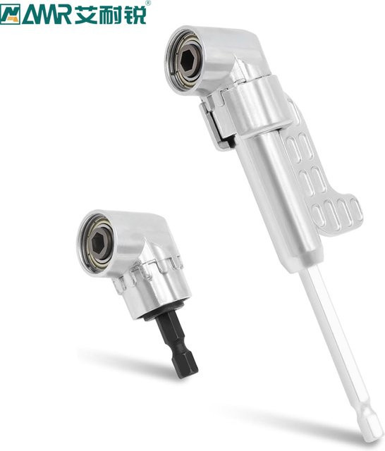 Magnetischer AMR105 Rechtwinkliger Bohreradapter aus CR-V-Stahl in Silber für 1/4 Zoll Schlag-Akku-Schraubendreher - Bild 1
