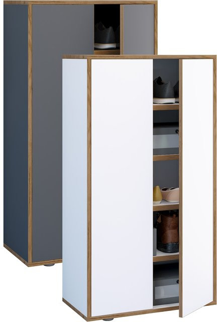 VCM Holz-Schuhschrank Salia Allzweckschrank mit 2 grifflosen Drehtüren und 5 Fächern, B/T/H: 60 x 33 x 110 cm - Bild 1