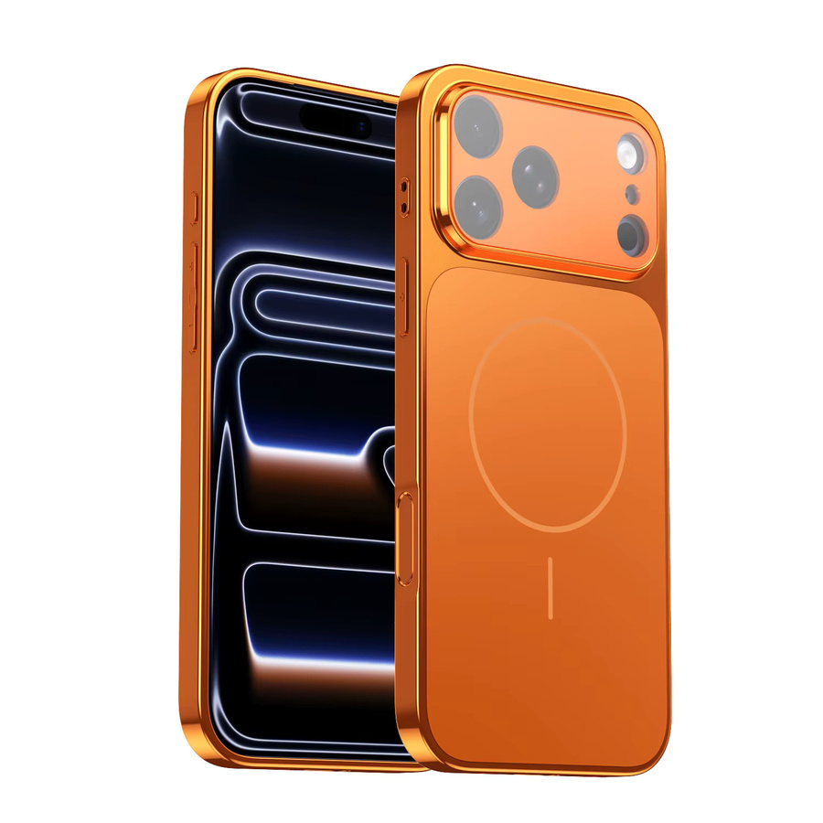 MagSafe Hülle für iPhone 17 Pro Max 16 15 14 13 12 11 in Orange mit kabelloser Ladefunktion und galvanisiertem Design - Bild 5