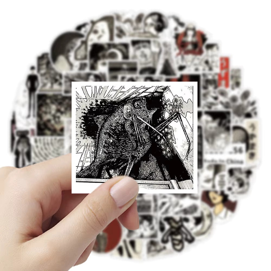 50 Stück Junji Ito Horror Manga Aufkleber-Set mit Tomie und Uzumaki Charakter-Stickern in Gold und Multicolour - Bild 4