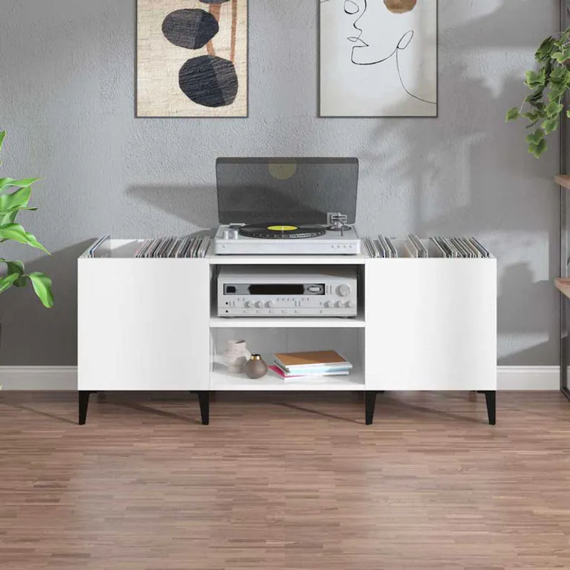 Vidaxl CD-Schrank in Weiß aus Holzwerkstoff und Metall, B/T/H: 121 x 48 x 38 cm - Bild 3