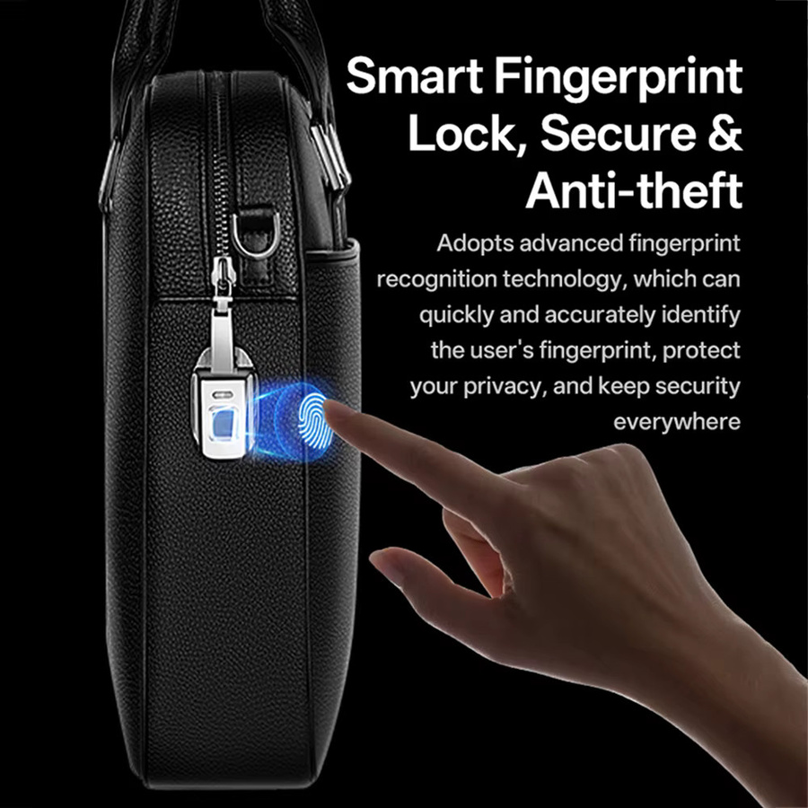 WiWU Master Fingerprint Lock Laptop Aktentasche in Schwarz für MacBook Pro 16,2 Zoll und MacBook Air 15,3 Zoll mit Anti-Diebstahl-Funktion - Bild 4