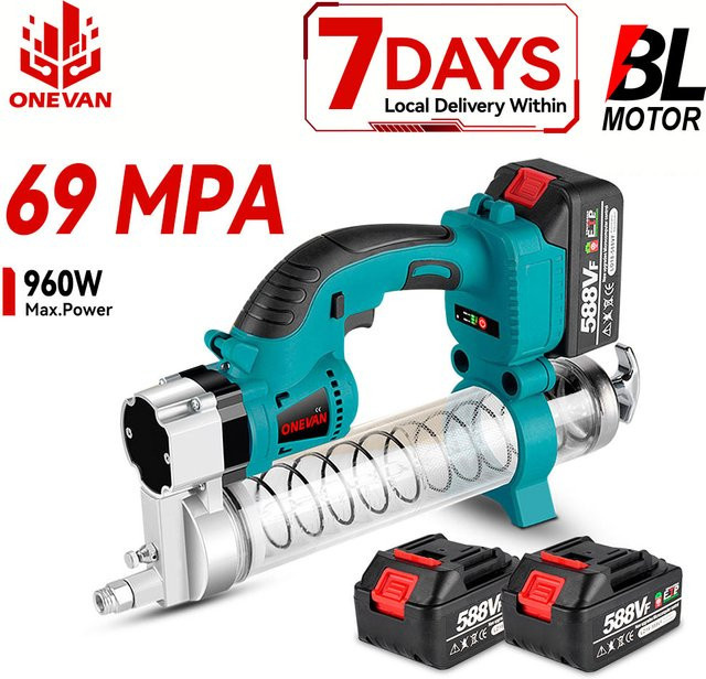 ONEVAN Bürstenlose elektrische Schmiermaschine Schmierpistole für Autos und Elektrowerkzeuge kompatibel mit Makita 18V Akku - Bild 1