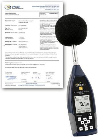 PCE Instruments Schallpegelmesser PCE-428-ICA in Blau mit ISO-Kalibrierzertifikat, Messbereich 25 bis 136 dB(A), Genauigkeitsklasse 2 - Bild 1