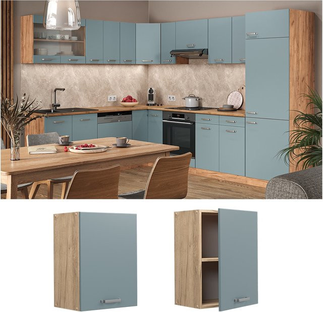 Vicco Hängeschrank R-Line Küchenschrank in Eiche mit Blau-Grau, Breite: 45 cm - Bild 1