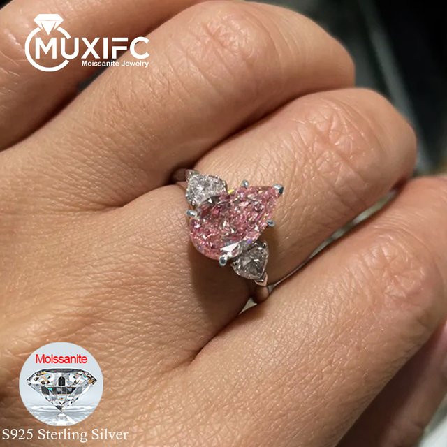 MUXIFC Moissanit-Ring, 925 Silber, rosa, Damen - Bild 1