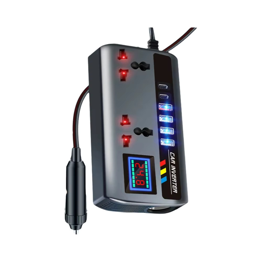 kebidumei Auto-Wechselrichter 200W von DC 12V/24V zu AC 220V mit PD+QC3.0 Dual Typ C und 4 USB-Anschlüssen als 9 in 1 Ladegerät für den Zigarettenanzünder - Bild 7
