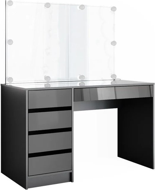Vicco Schminktisch Sherry Anthrazit Hochglanz mit LED Spiegel und Kommode - Bild 2