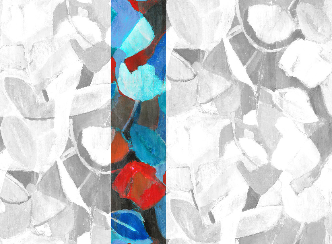 Jannelli & Volpi Mural Siwa Wandgestaltung Blue Red Panel 3 in Multicolour mit floralem Design - Bild 1