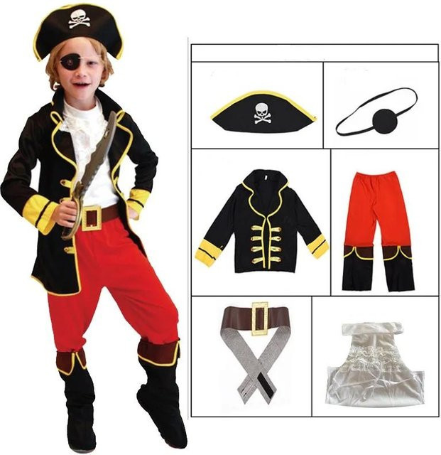 Piraten Cosplay Kostüme, Kleidung, Hut, Maske, Schwarz, Bunt / Mehrfarbig - Bild 1