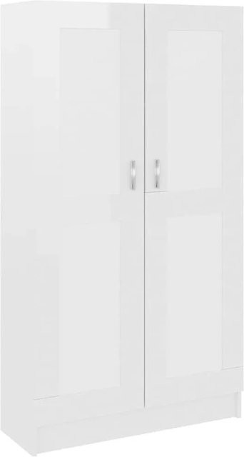 vidaXL Bücherschrank in Hochglanz Weiß aus MDF mit Schranktüren, B/T/H: 82,5 x 30,5 x 150 cm - Bild 1