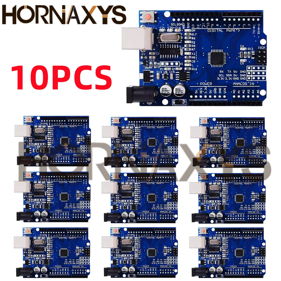HORNAXYS UNO R3 Entwicklungsboard mit ATMEGA328P-AU Chip und USB-C oder Micro-USB Kabel in Blau - Bild 5