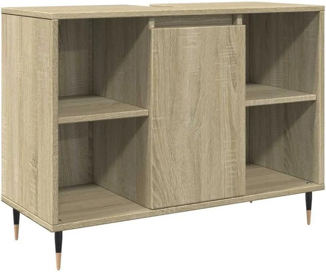 vidaXL Badschrank Sonoma-Eiche in Braun mit Türen und Regalfächern, B/T/H: 80 x 33 x 60 cm - Bild 1