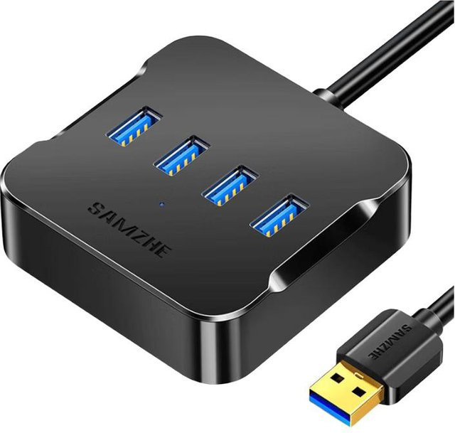SAMZHE USB 3.0 4-Port High-Speed Hub in Grau - Bild 1